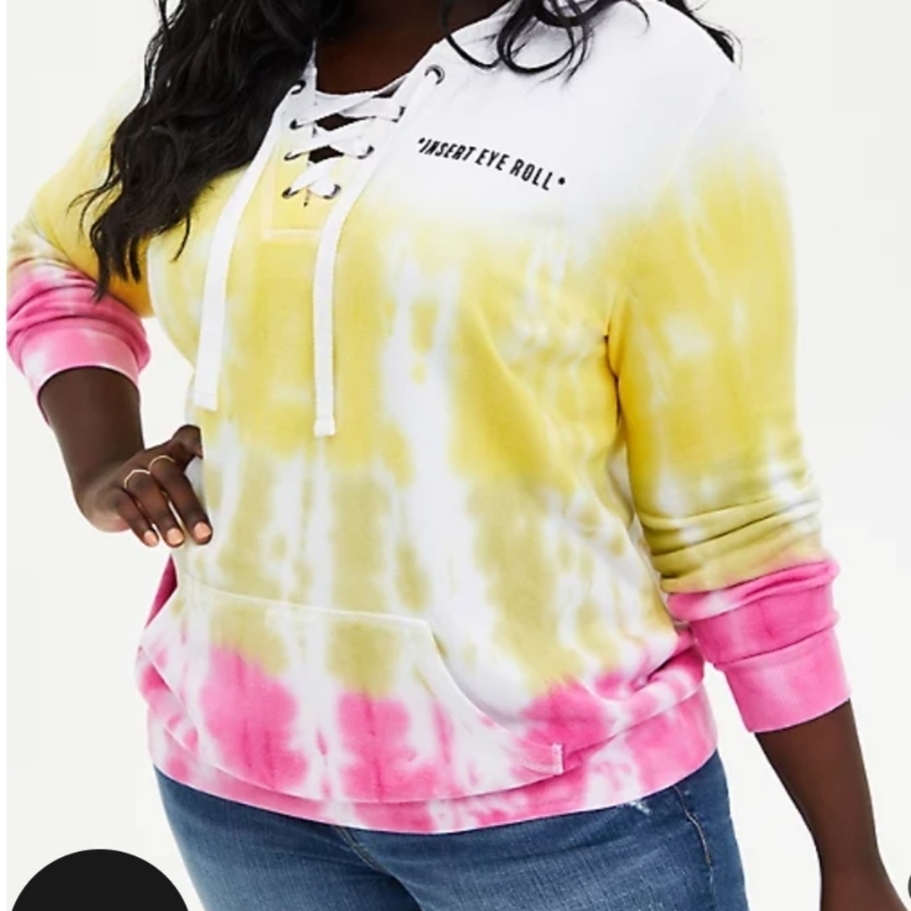 🆕 EYE ROLL MULTI TIE-DYE FLEECE LACE-UP HOODIE